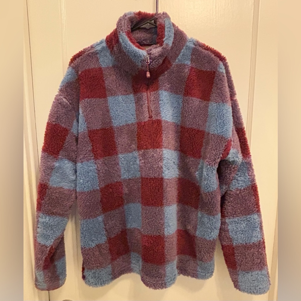 Eddie Bauer Maroon and Blue Fleece Pullover